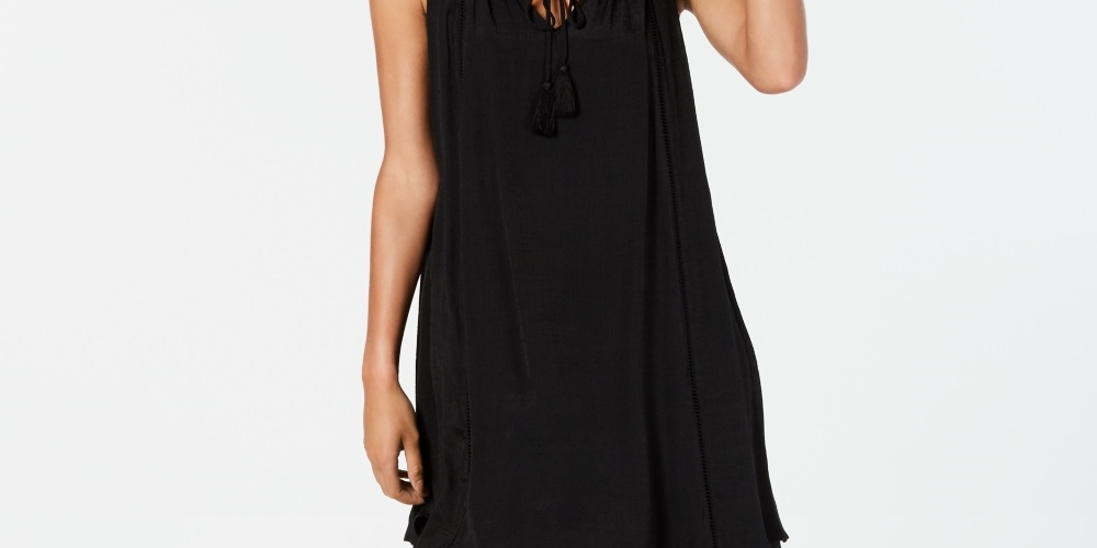 Vestido feminino sem mangas com bainha de lenço Style &amp; Co, preto, tamanho X-S