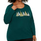Karen Scott Plus Cotton Top Gráfico para Festas Feminino Plus Verde Tamanho 0X
