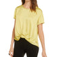 Top feminino Bar III com frente torcida, amarelo, tamanho XX-G
