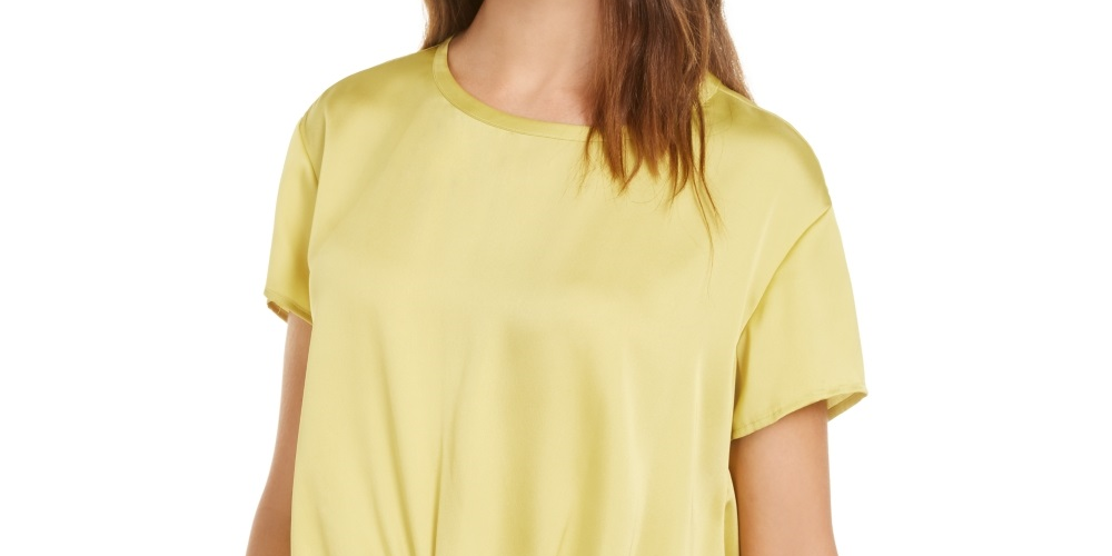 Top feminino Bar III com frente torcida, amarelo, tamanho XX-G