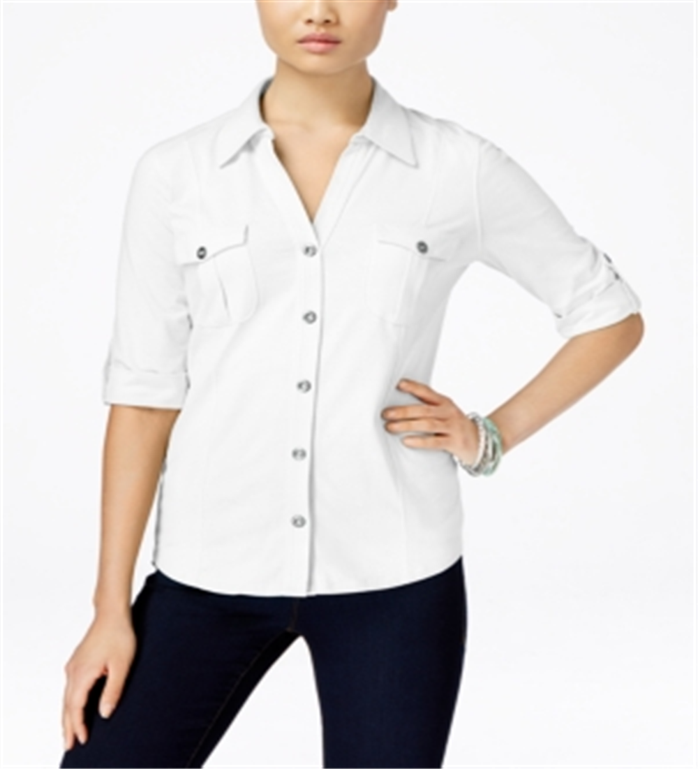 Camisa utilitária feminina Style &amp; Co, branca, tamanho pequeno M