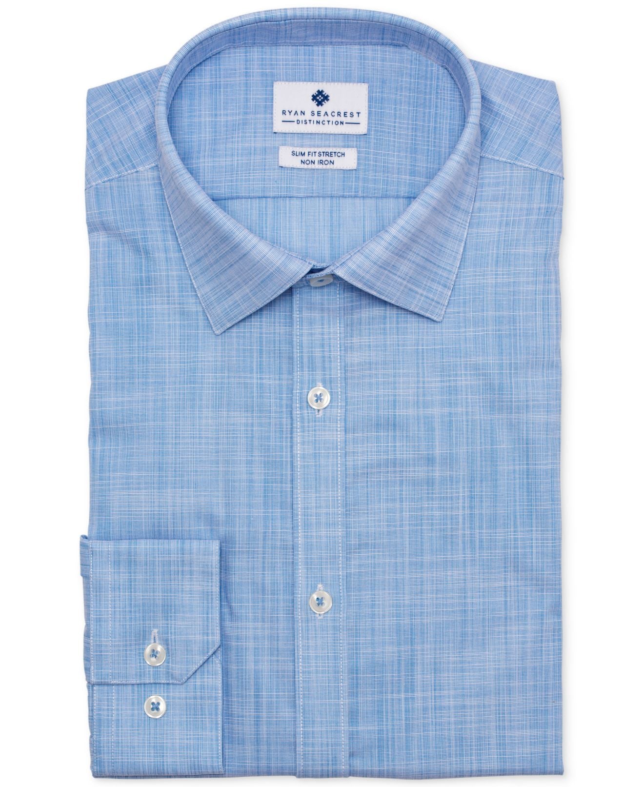 Camisa social masculina Ryan Seacrest Distinction Slim Stretch, azul, tamanho 18