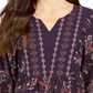 Top feminino estilo &amp; co com estampa de lenço e bainha estilo camponês estampado em paisley e uva, tamanho pequeno