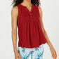Blusa feminina sem mangas Charter Club Pintuck vermelha tamanho X-G