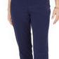 Calça feminina com controle de barriga e bainha de pressão JM Collection, azul, tamanho pequeno P
