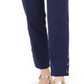Calça feminina com controle de barriga e bainha de pressão JM Collection, azul, tamanho pequeno P