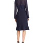 Vestido de festa feminino Ralph Lauren, manga longa, comprimento até o joelho, azul, tamanho 10
