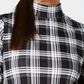 Camiseta feminina xadrez de algodão Charter Club, preta, tamanho pequeno