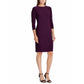 Vestido Ralph Lauren Feminino Manga 3/4 Gola Joia Acima do Joelho Bainha Para Usar no Trabalho Roxo Tamanho 4 Petites