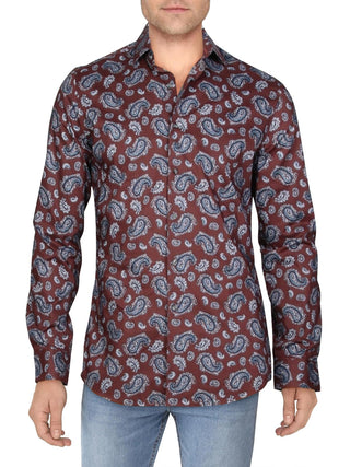 Camisa masculina Bar III Slim Stretch Paisley vermelha tamanho grande