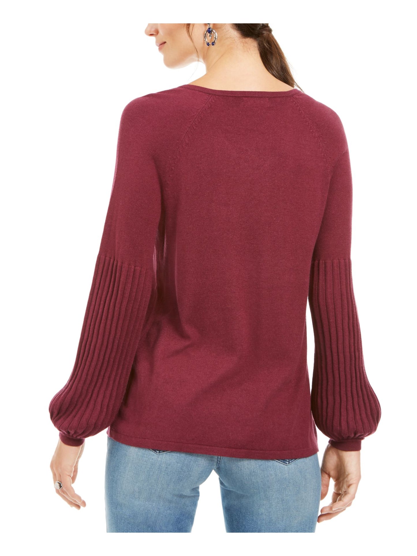 Suéter feminino de manga comprida com decote em V, estilo &amp; co, vermelho, tamanho pequeno