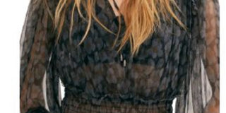 Blusa estampada Twyla feminina Free People, preta, carvão, tamanho grande