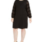 Vestido feminino Alfani Plus Size com mangas enfeitadas e decote profundo, preto, tamanho 1X