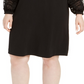 Vestido feminino Alfani Plus Size com mangas enfeitadas e decote profundo, preto, tamanho 1X