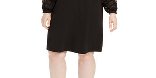 Vestido feminino Alfani Plus Size com mangas enfeitadas e decote profundo, preto, tamanho 1X