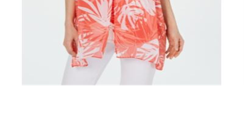 Túnica regata feminina Alfani em camadas, coral, floral, tamanho pequeno GG