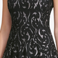 Vestido de festa curto Tommy Hilfiger feminino, preto, estampado, sem mangas, gola redonda, tamanho 14, prateado