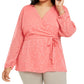Blusa texturizada feminina plus size Charter Club, rosa, tamanho 1X