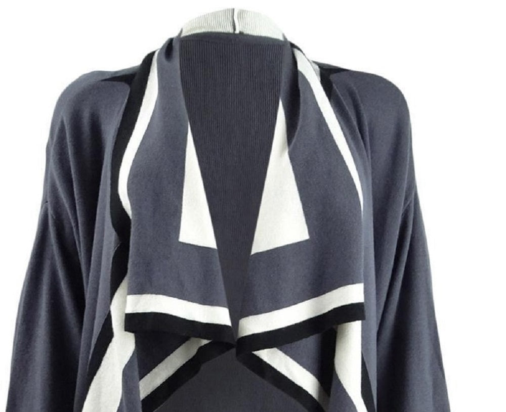 Cardigan feminino Anne Klein com gola xale e blocos de cores, preto, tamanho pequeno