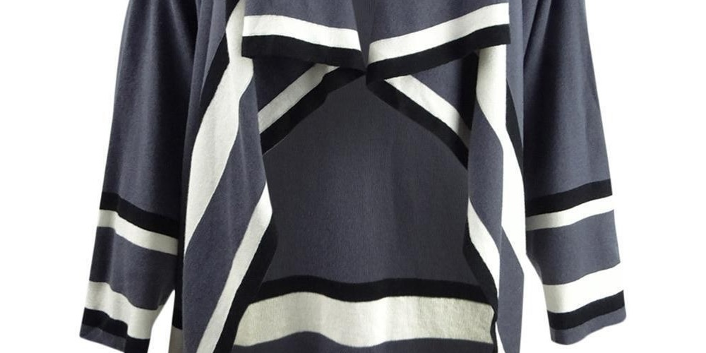 Cardigan feminino Anne Klein com gola xale e blocos de cores, preto, tamanho pequeno