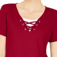 Karen Scott Top Feminino com Cadarço e Camadas Vermelho Brilhante Tamanho Grande