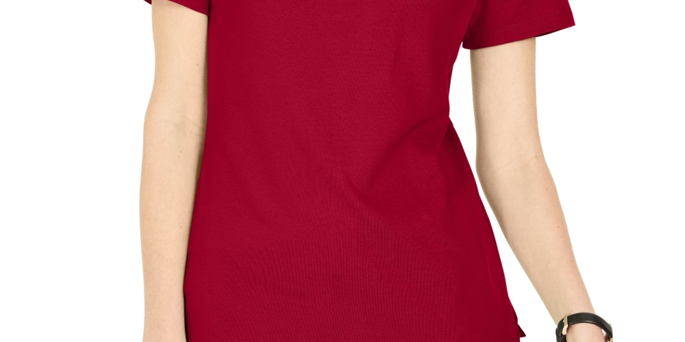 Karen Scott Top Feminino com Cadarço e Camadas Vermelho Brilhante Tamanho Grande