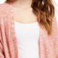 Cardigan Pink Rose Juniors com frente aberta, tamanho grande, rosa