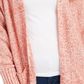 Cardigan Pink Rose Juniors com frente aberta, tamanho grande, rosa