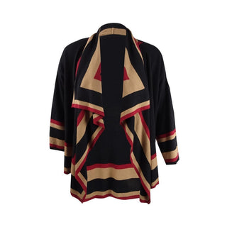 Cardigan feminino Anne Klein com gola xale e blocos de cores, preto, tamanho pequeno