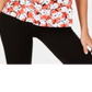 Camiseta feminina Alfani estampada com bainha redonda, vermelha, tamanho pequeno G