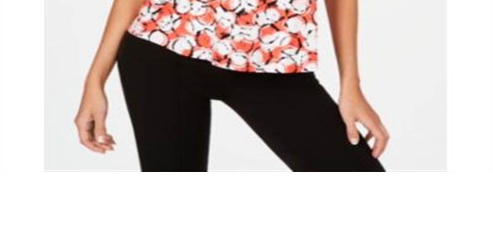 Camiseta feminina Alfani estampada com bainha redonda, vermelha, tamanho pequeno G