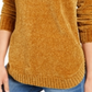 Suéter feminino de gola alta com fios metálicos, tamanho pequeno e amarelo, estilo &amp; co