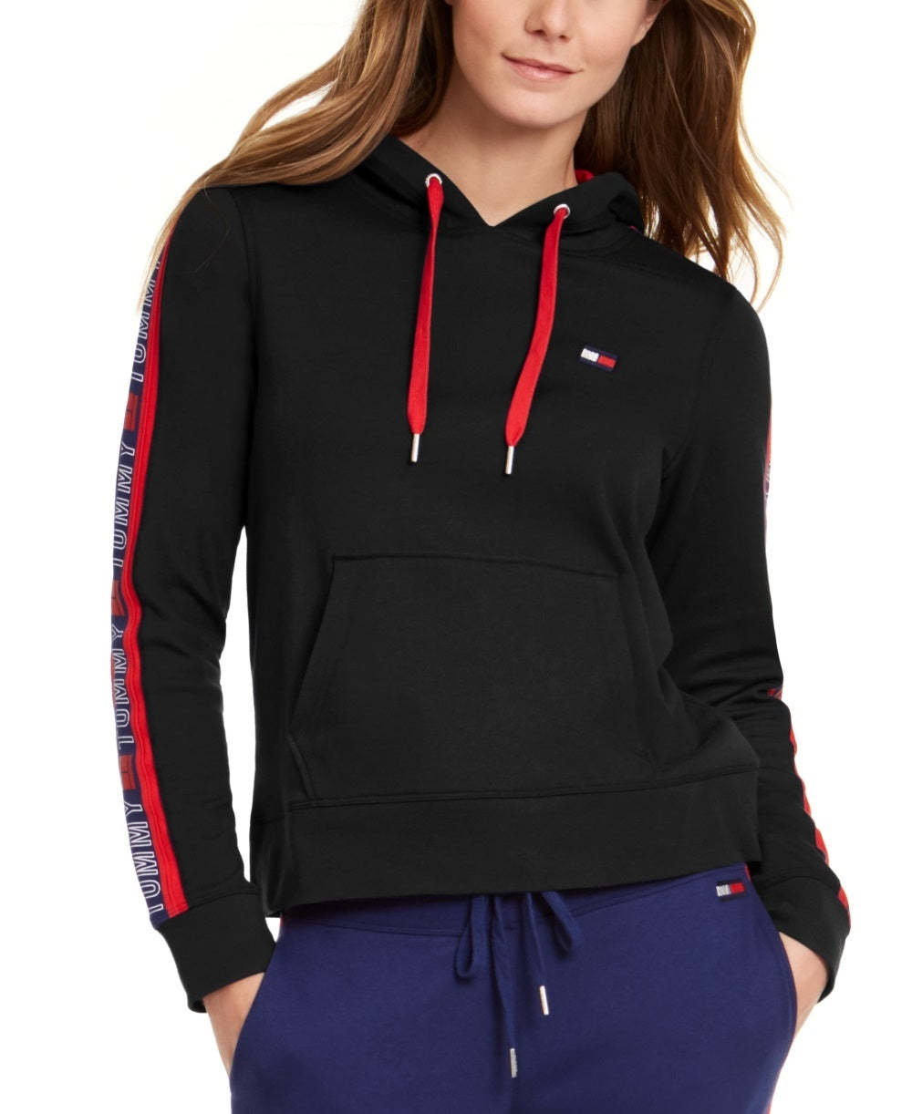 Tommy Hilfiger Sport Logo Hoodie Feminino Preto Tamanho Médio