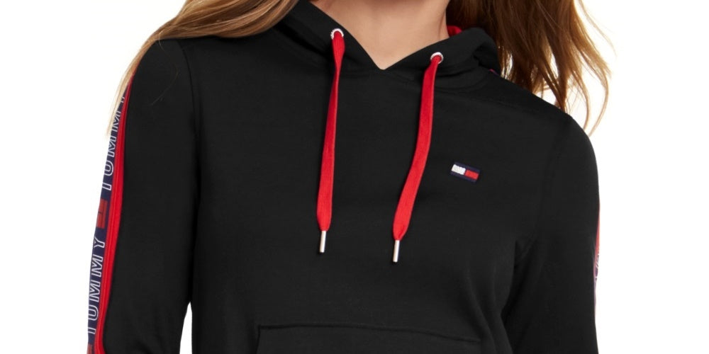Tommy Hilfiger Sport Logo Hoodie Feminino Preto Tamanho Médio