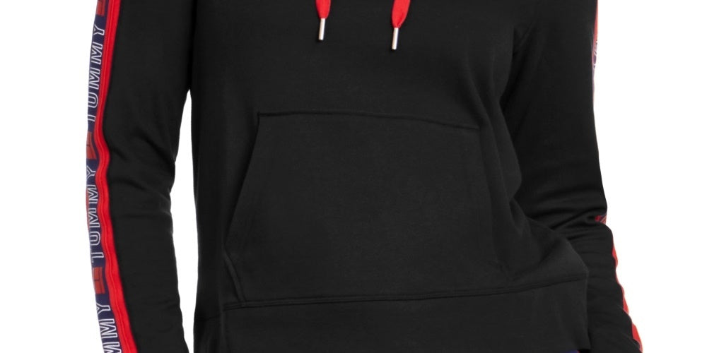 Tommy Hilfiger Sport Logo Hoodie Feminino Preto Tamanho Médio