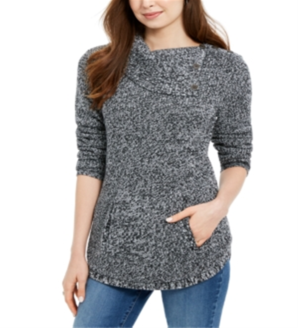 Suéter feminino com gola envelope Style &amp; Co, preto, tamanho pequeno G