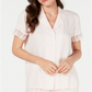 Camisa de dormir feminina Charter Club Intimates com acabamento em renda e cor sólida, rosa, tamanho grande