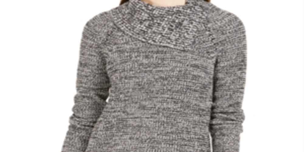 Suéter feminino de manga comprida Style &amp; Co, preto/cinza, tamanho PP