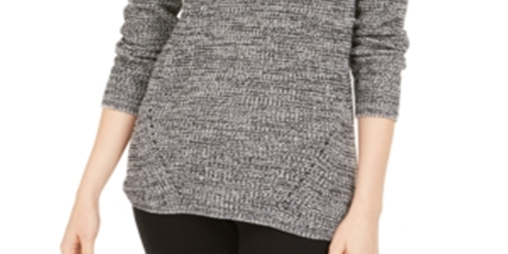 Suéter feminino de manga comprida Style &amp; Co, preto/cinza, tamanho PP