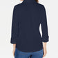 Camisa polo feminina Karen Scott manga 3/4 azul tamanho pequeno G