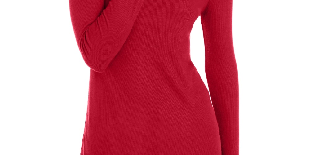Túnica feminina canelada assimétrica INC International Concepts, vermelha escura, tamanho pequeno
