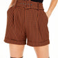 Shorts femininos Bar III Becca Tilley x Powersuit xadrez com cinto laranja tamanho 2