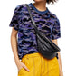 Camiseta feminina Teddy Animal Pint de manga curta, azul, tamanho grande
