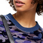 Camiseta feminina Teddy Animal Pint de manga curta, azul, tamanho grande
