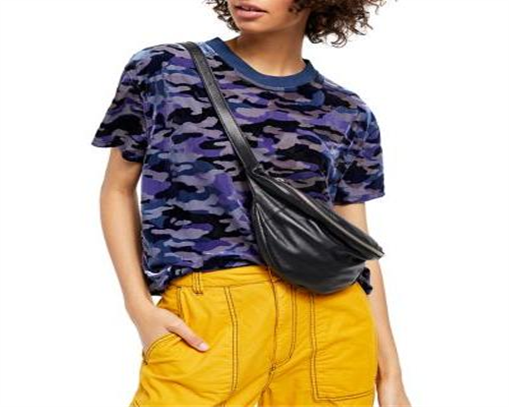 Camiseta feminina Teddy Animal Pint de manga curta, azul, tamanho grande