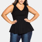 Top halter com alças plus size da City Chic feminino, preto, tamanho pequeno e pequeno