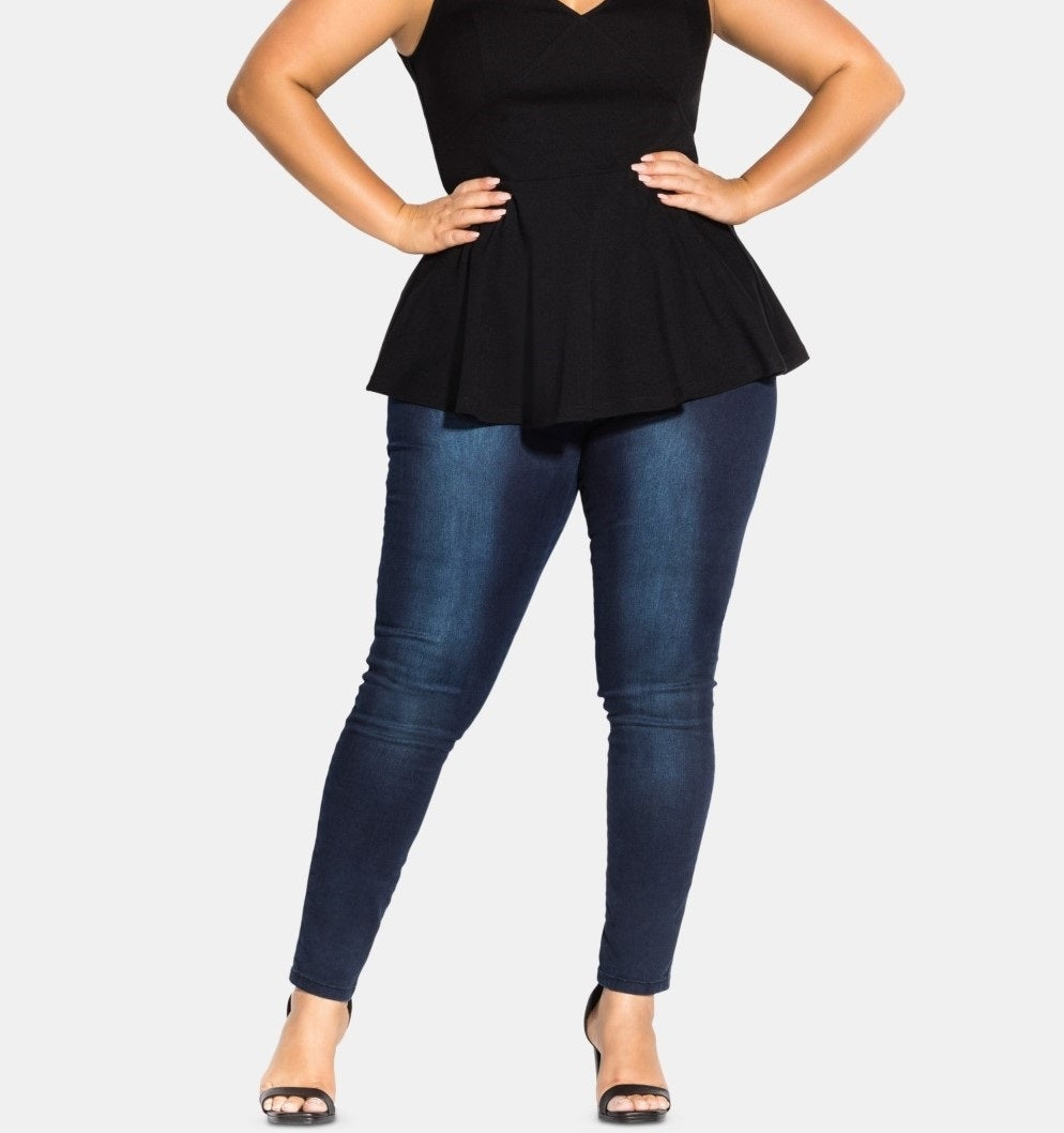 Top halter com alças plus size da City Chic feminino, preto, tamanho pequeno e pequeno