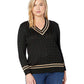 Suéter de críquete metálico plus size feminino Ralph Lauren, preto, tamanho 1X