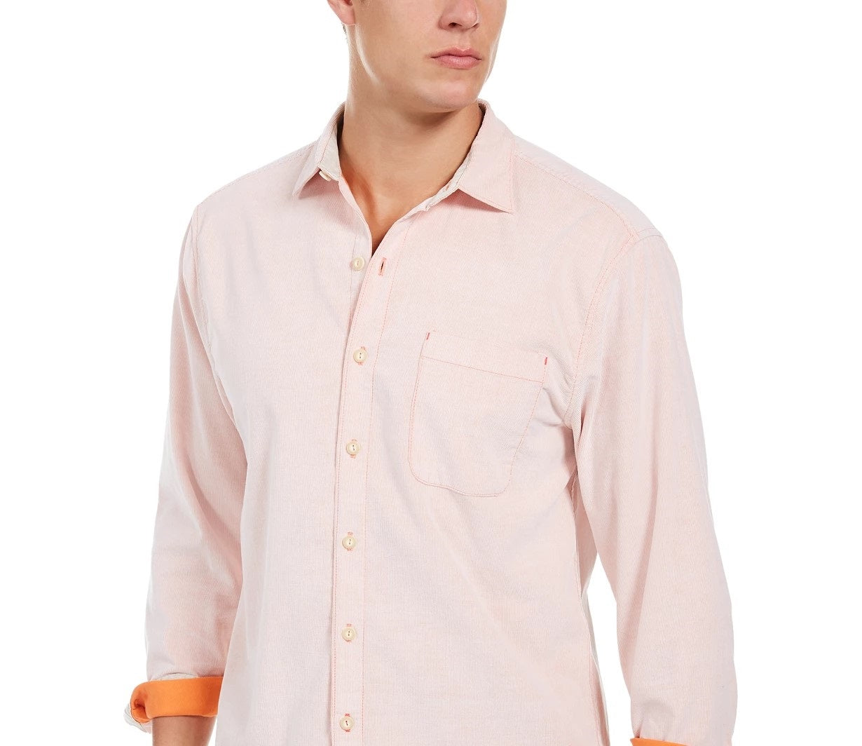 Camisa Tommy Bahama Coastal Cord Masculina Laranja Tamanho X-G