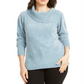 Karen Scott Suéter Feminino Gola Envelope Chenille Azul Tamanho Pequeno P
